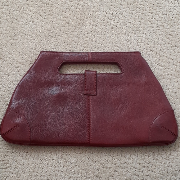 LATICO Red Leather Clutch Purse w/handle - Picture 2 of 7